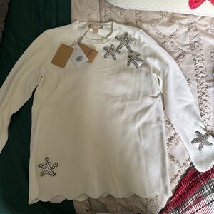 Michael Kors Cream Sweater with Star Accents